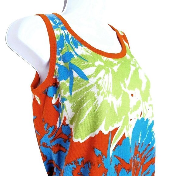 Berek Sweater Vest Art to Wear Bold Abstract Floral Cotton Rayon Knit Medium - Picture 3 of 5